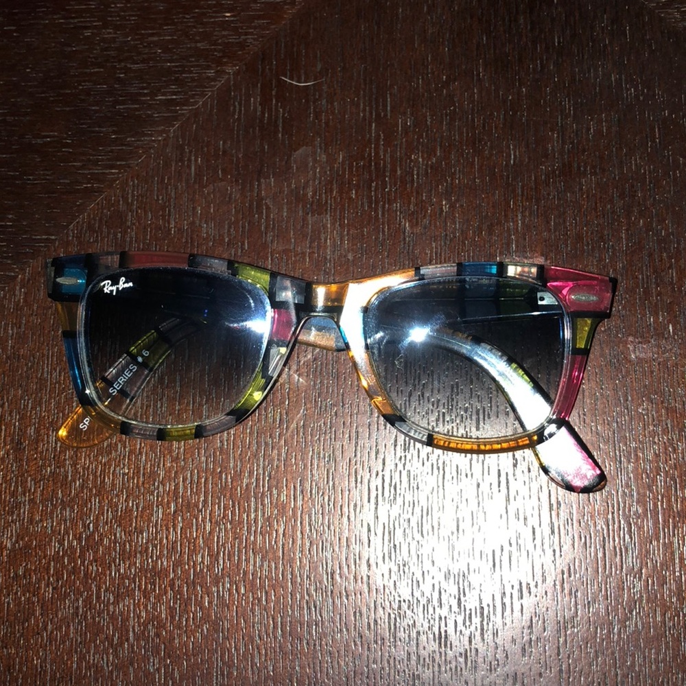 Multi colored ray bans with case and cloth